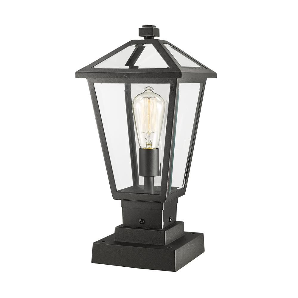 Talbot 17.5" Black Metal Outdoor Pier Mount Lantern
