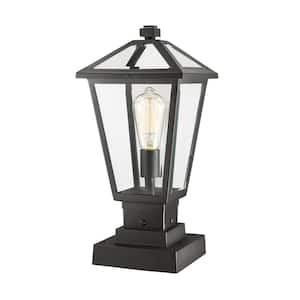 Talbot 17.5 in. 1-Light Black Metal Hardwired Outdoor Weather Resistant Pier Mount Light with No Bulb Included