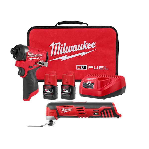 Milwaukee M12 FUEL 12-Volt Lithium-Ion Brushless Cordless 1/4 in. Hex Impact Driver Kit with M12 Multi-Tool