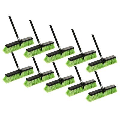 24 in. Green Indoor/Outdoor Multi-Surface Push Broom (10-Pack)