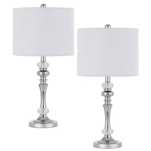 Effingham 24 in. H Brushed Steel Metal Table Lamp Set with Shade and Crystal Accents (Set of 2)