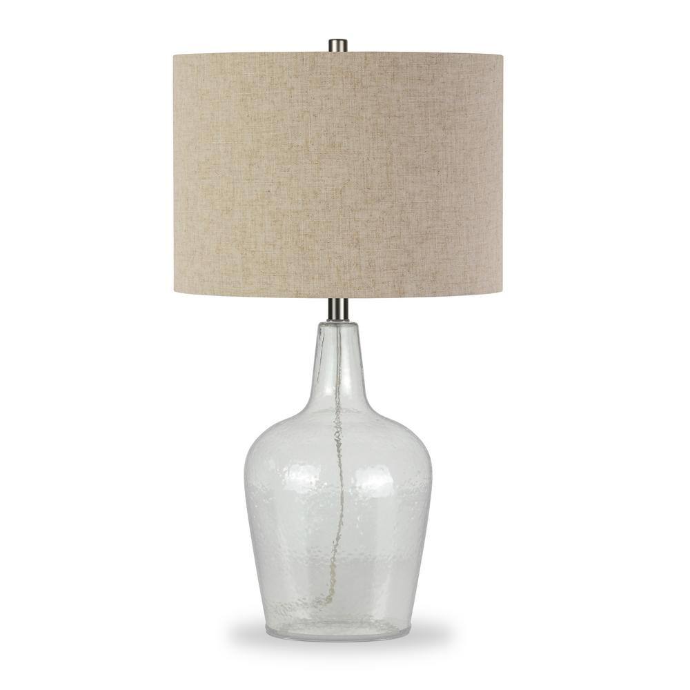 Malva 26" Polished Nickel Table Lamp with Seeded Glass Shade