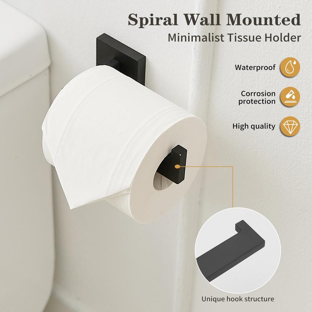 Matte Black Stainless Steel 5-Piece Bathroom Hardware Set