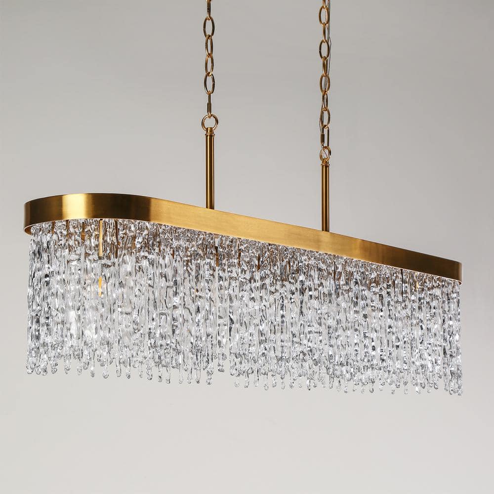 Gold and Clear Glass 5-Light Kitchen Island Chandelier