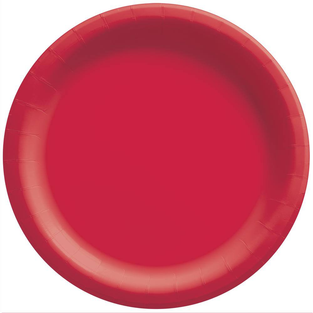 UPC 192937215418 product image for Amscan 8.5 in. x 8.5 in. Apple Red Round Paper Plates (150-Piece) | upcitemdb.com