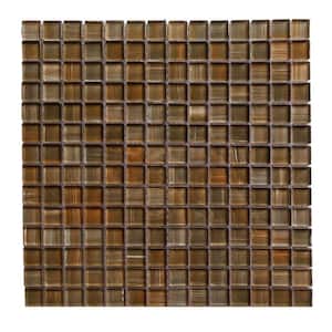Handicraft Santa Fe Brown 12 in. x 12 in. Square Glossy Stained Glass Wall and Pool Mosaic Tile (1.05 sq.ft/Each)