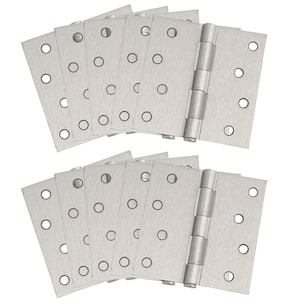 4 in. Square Corner Satin Nickel Door Hinge Value Pack (10 per Pack)