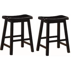24-inch Wooden Counter Stools Black (Set of 2)