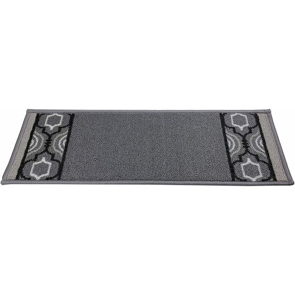 Indoor Trellis Border Grey 9 in. x 36 in. Stair Tread Cover (Set of 13)