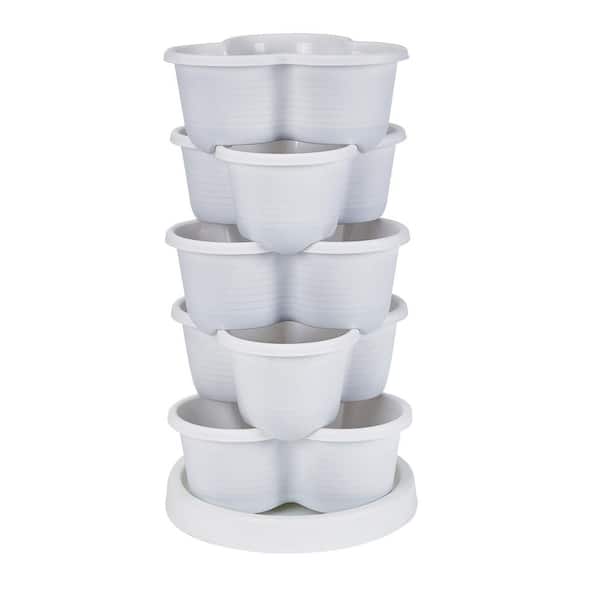 5-Tier Stackable Vertical Garden Planter with Wheels, Self-Watering for Herbs, Strawberries and Vegetables