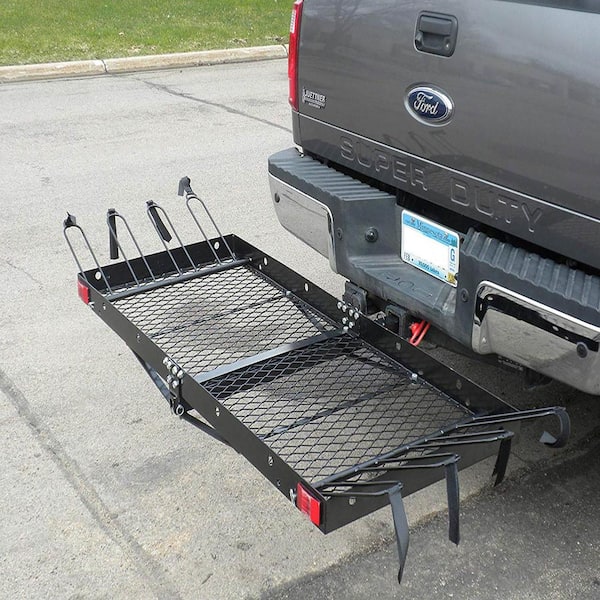 Tow Tuff 62 inch Steel Cargo Carrier Trailer for Car or Truck with Bike Rack 832