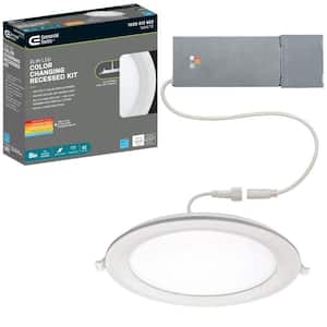 8 in. Adjustable CCT Integrated LED Canless Recessed Light Trim 1800 Lumens Kitchen Bathroom Remodel Wet Rated Dimmable