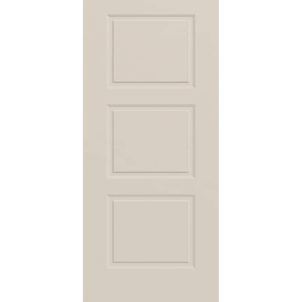 JELD-WEN 36 in. x 80 in. 3-Panel Equal Universal/Reversible Primed White Steel Front Door Slab