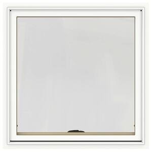 36 in. x 36 in. W-2500 Series White Painted Clad Wood Awning Window w/ Natural Interior and Screen