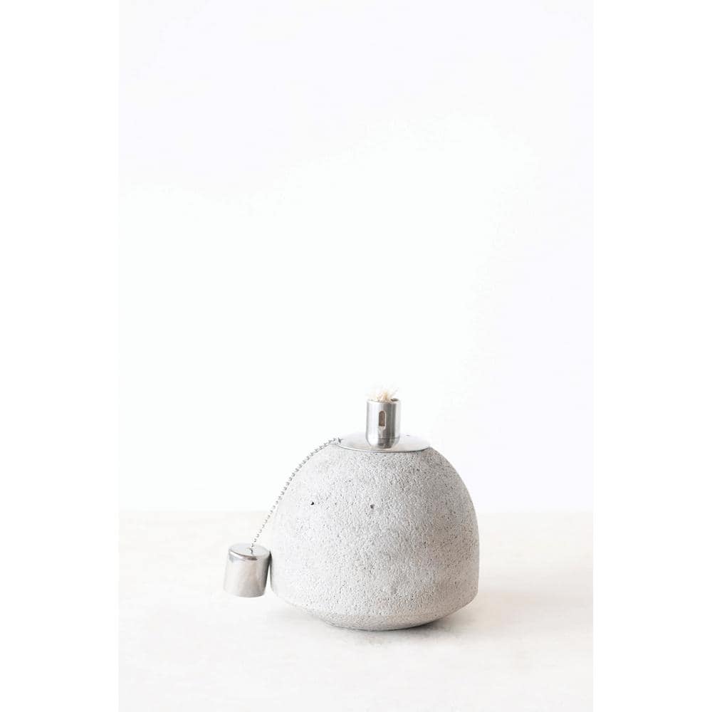 Sandstone and Metal 4.5'' Rustic Oil Lamp