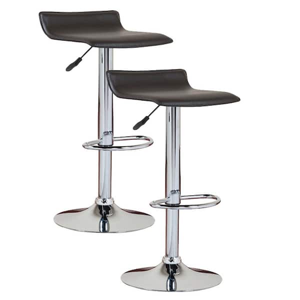 Leick Home 34 in. Black Adjustable Height Swivel Bar Stool (Set of 2) 10042BL The Home Depot