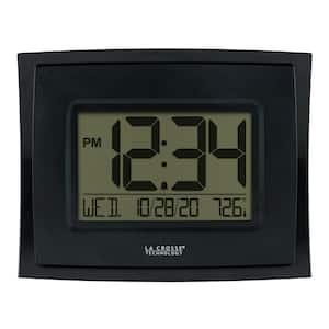 Digital Black Clock with Indoor Temperature