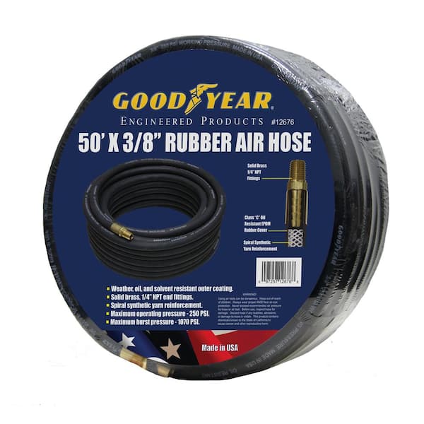 3/8 in. x 50 ft. Black Rubber Air Hose