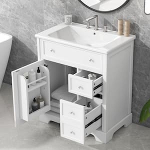 30 in. W x 18.3 in. D x 34 in. H Single Sink Bath Vanity in White with White Ceramic Top