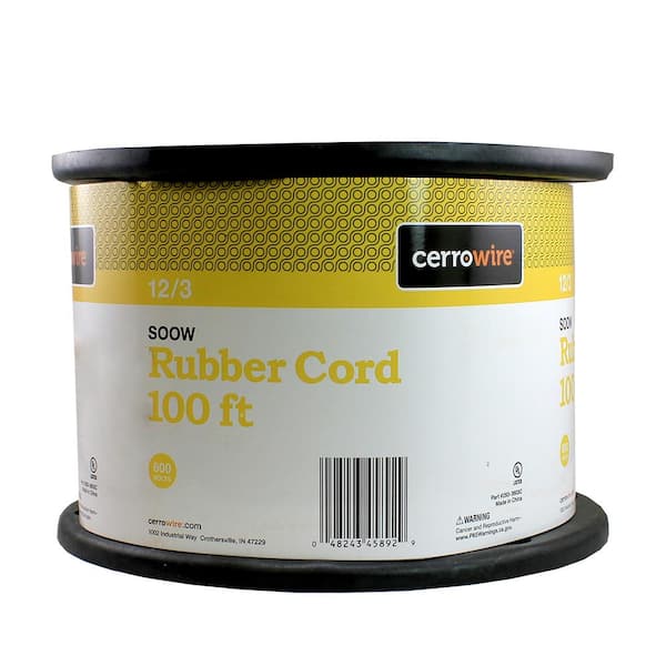 Cerrowire 100 ft. 12/3 600-Volt SOOW Cord, Black