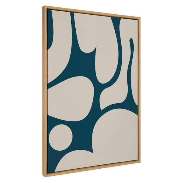 Kate and Laurel Sylvie Groovy Happy Abstract Dark Green Teal and Tan by The Creative Bunch Studio Framed Art Print 31 in. x 42 in.