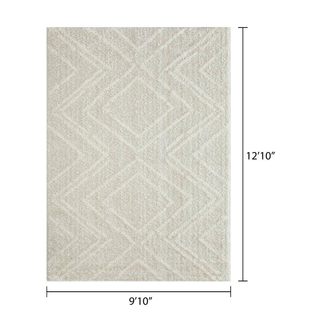 Cream 9' x 12' Stain-Resistant Synthetic Area Rug