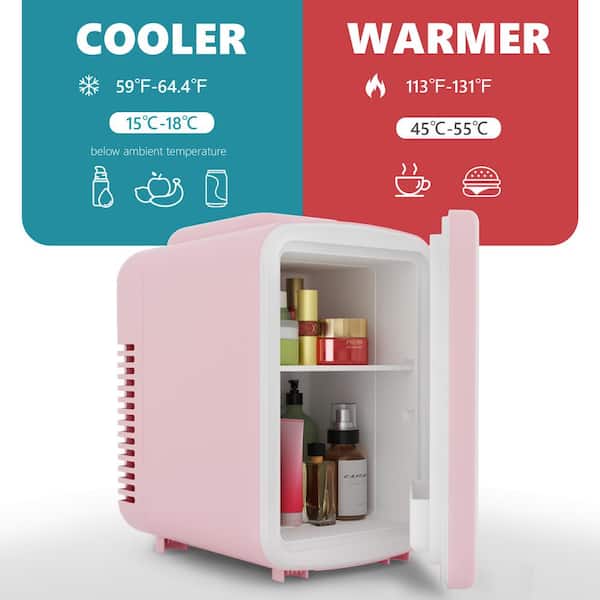 SIMZLIFE 8 in. 0.15 cu. ft. Portable Mini Refrigerator in Pink