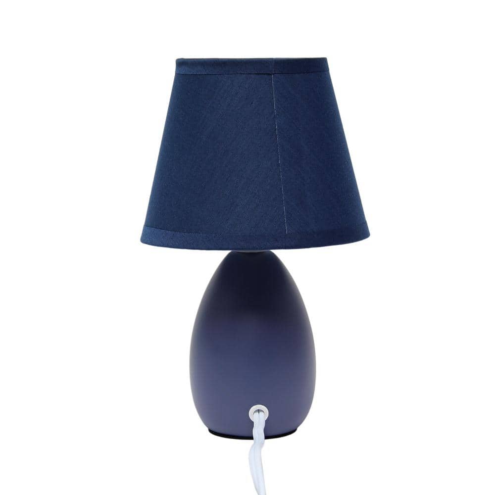 Blue Mini Egg Oval Ceramic Table Lamp with Fabric Shade