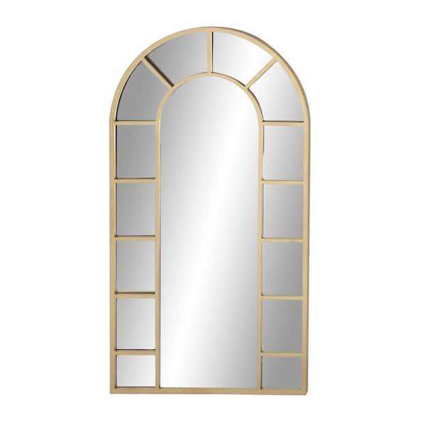 Litton Lane 60 in. x 32 in. Window Pane Inspired Arched Framed Gold ...