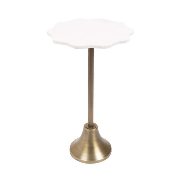 Sanzo 14 in. Gold Scalloped Marble End Table