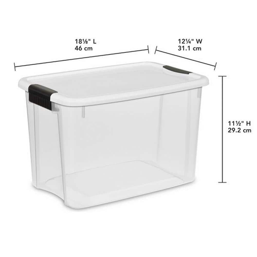 Clear Plastic Stackable Storage Bins with Latching Lids, 12-Pack