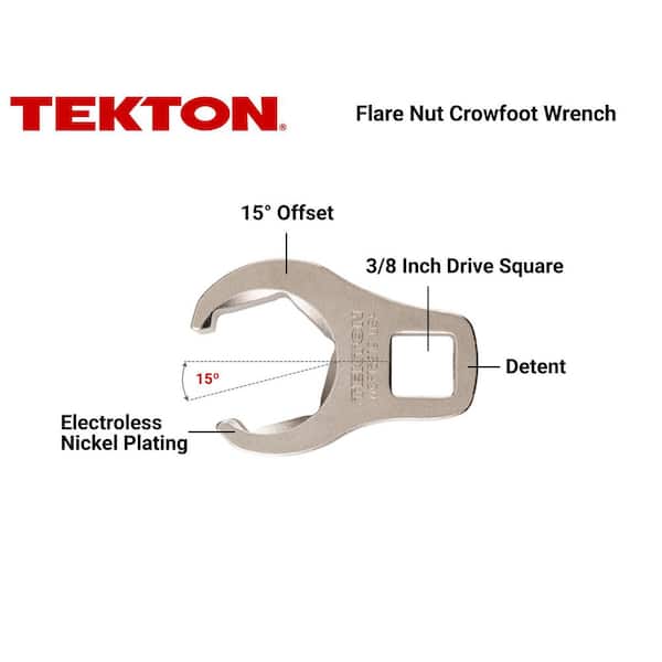 3/8 Inch Drive x 22 mm 6-Point Flare Nut Crowfoot Wrench