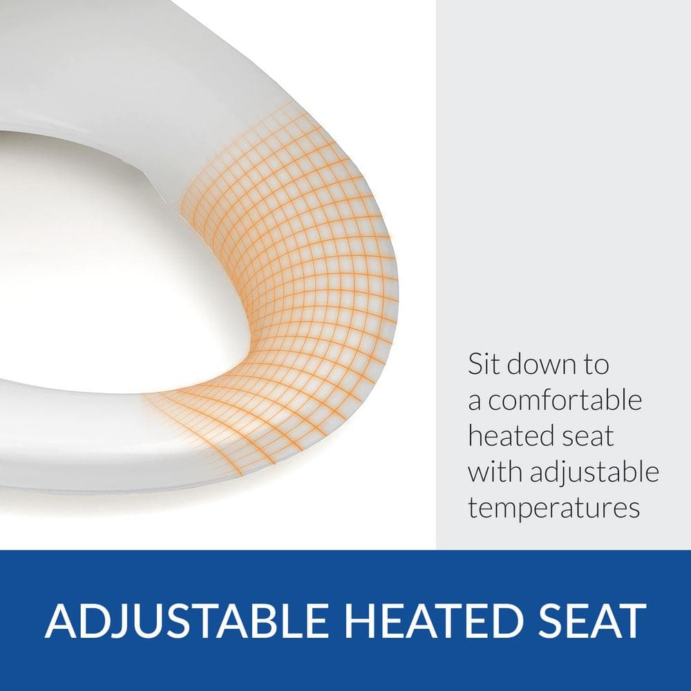 White Heated Round Electric Bidet Toilet Seat with Remote