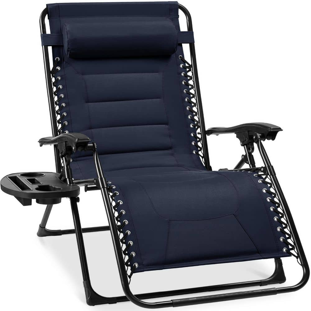 Best Choice Products Oversized Padded Zero Gravity Navy Blue Metal
