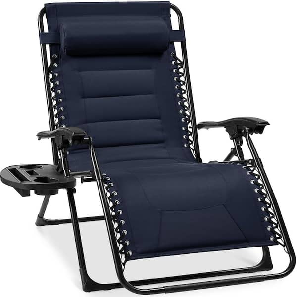Best Choice Products Oversized Padded Zero Gravity Navy Blue Metal