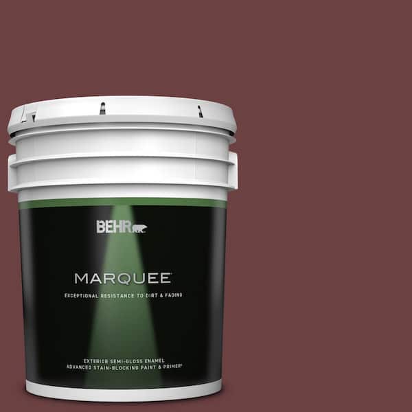 BEHR MARQUEE 5 gal. #BIC-50 Deep Claret Semi-Gloss Enamel Exterior Paint & Primer