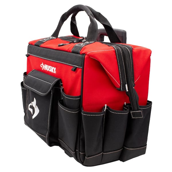Zipper Top Rolling Weather Resistant Tool Tote Bag in Red with 18 Total P Details about  / 18 In