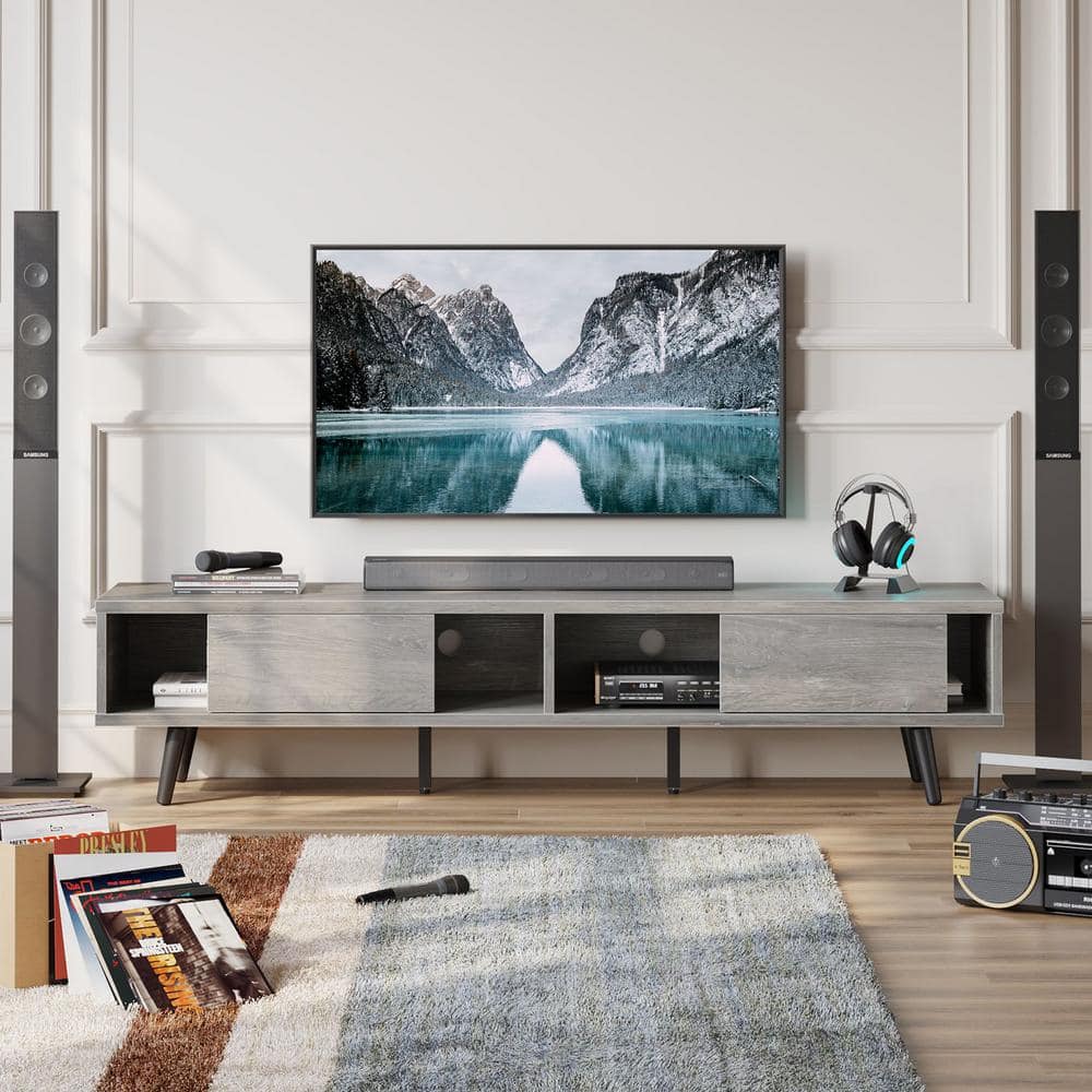 Bestier 70 in. Midcentury TV Stand Fits TV up to 75 in with Sliding