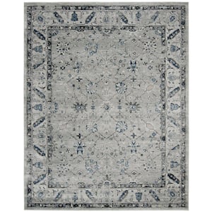 Charleston Gray/Dark Gray 8 ft. x 10 ft. Transitional Floral Area Rug