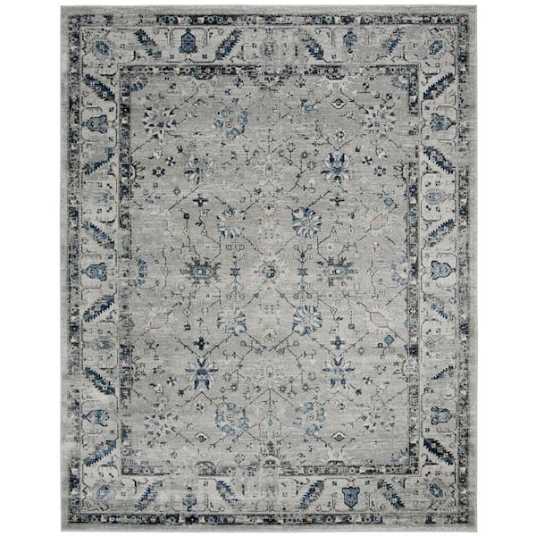 SAFAVIEH Charleston Gray/Dark Gray 8 ft. x 10 ft. Transitional Floral Area Rug