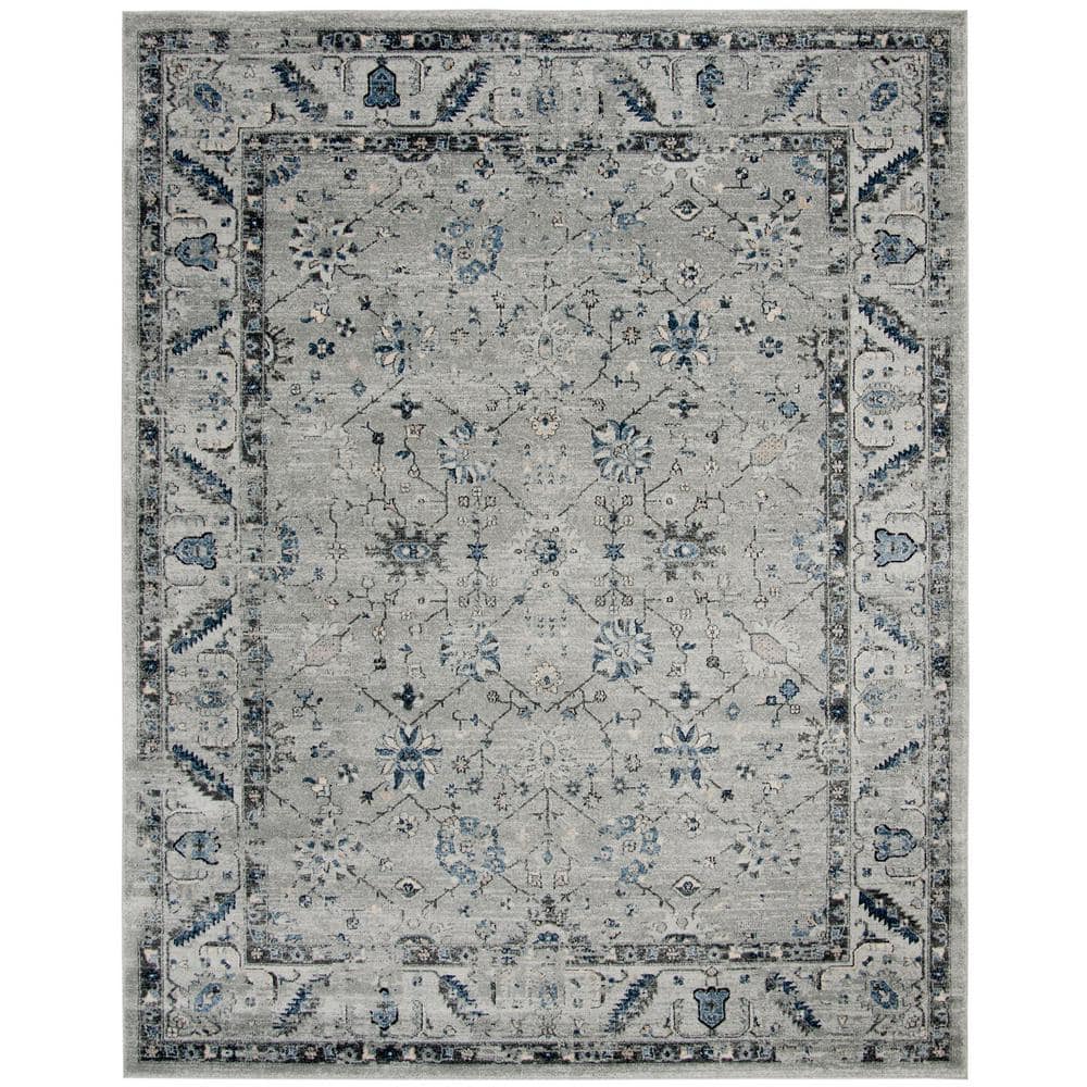 Charleston 9' x 12' Grey and Dark Grey Synthetic Area Rug