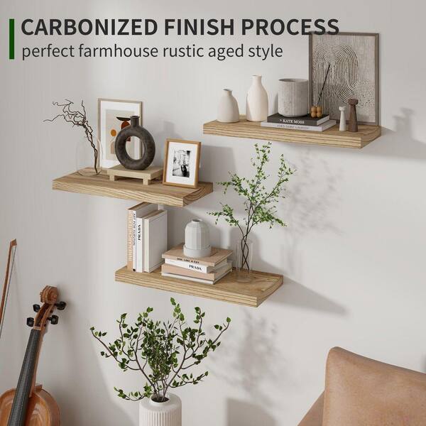 Set of 3 17 in. W x 6.70 in. D Carbonized Black Paulownia Wood