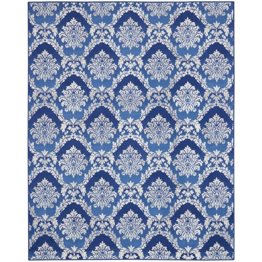 Nourison Layered 2-Piece Coir & WovenDoormats ,Blue Floral