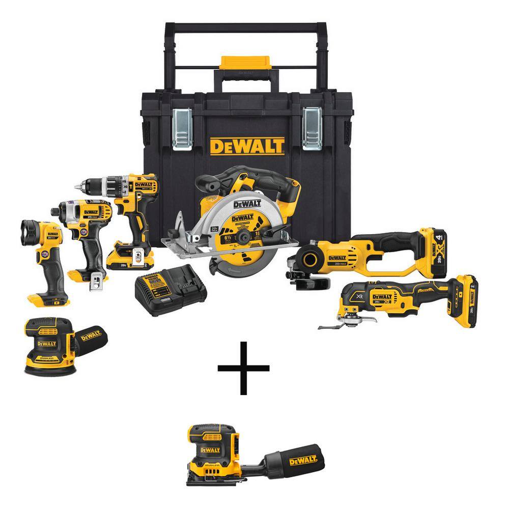DEWALT 20V MAX Cordless 7 Tool Combo Kit, TOUGHSYSTEM Case, 1/4 Sheet