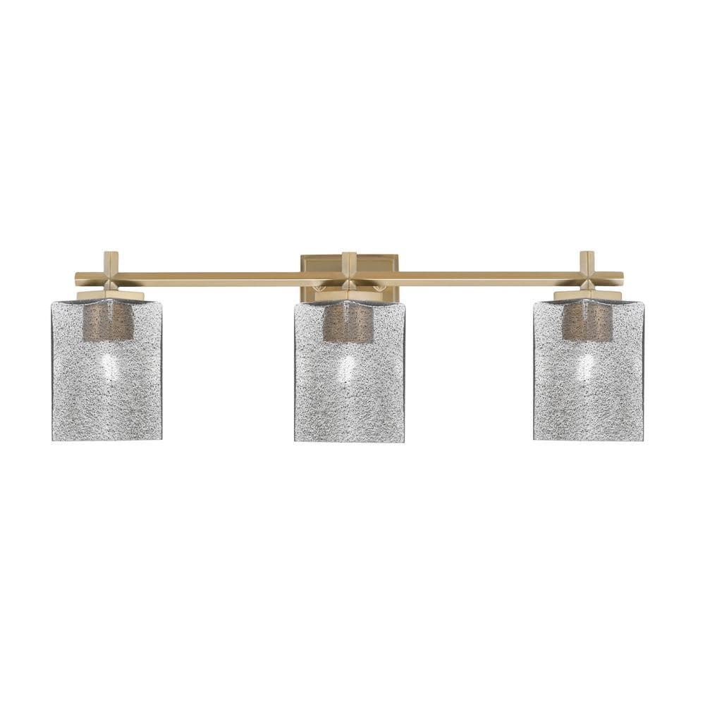 Bridgewater 24.5 in. 3 Light Vanity Light New Age Brass 3.5 in. Square Smok
