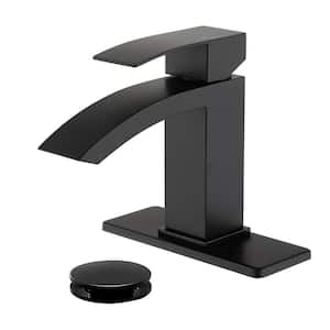 Ami Single Handle Single-Hole Bathroom Faucet 1.2 GPM With Drain in Matte Black