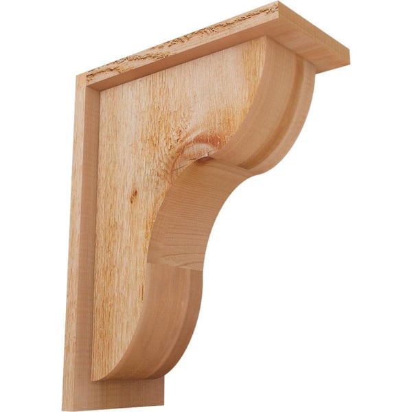 Ekena Millwork 6 in. x 12 in. x 16 in. Western Red Cedar Carmel Rough Sawn Corbel with Backplate