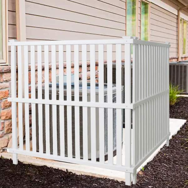 Cisvio 50 in. Privacy Fence Panels Kit Air Conditioner Trash Can Enclosure Vinyl White Color Garden Fencing Plastic