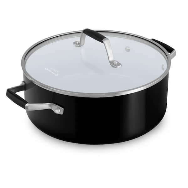 Calphalon Select 5 qt. Round Aluminum Ceramic Nonstick Dutch Oven in Black and White with Glass Lid