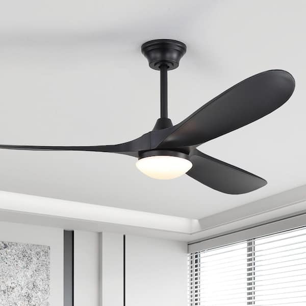 60 in. Indoor/Outdoor Smart Integrated LED Black Downrod Ceiling Fan with Light Kit and Remote/APP Control